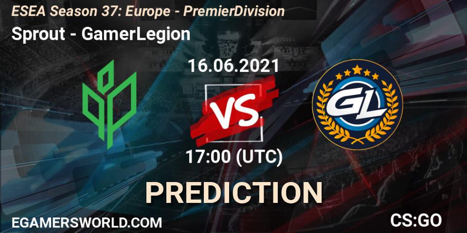 Prognose für das Spiel Sprout VS GamerLegion. 16.06.2021 at 17:00. Counter-Strike (CS2) - ESEA Season 37: Europe - Premier Division