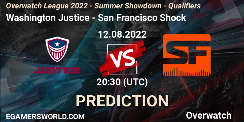 Prognose für das Spiel Washington Justice VS San Francisco Shock. 12.08.22. Overwatch - Overwatch League 2022 - Summer Showdown - Qualifiers