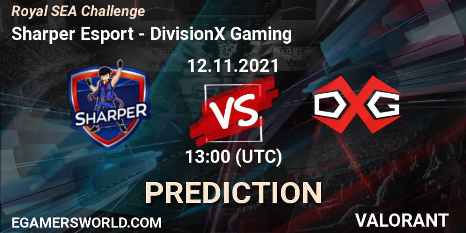 Prognose für das Spiel Sharper Esport VS DivisionX Gaming. 12.11.2021 at 13:00. VALORANT - Royal SEA Challenge