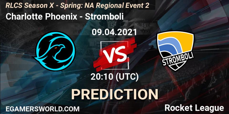 Prognose für das Spiel Charlotte Phoenix VS Stromboli. 09.04.21. Rocket League - RLCS Season X - Spring: NA Regional Event 2
