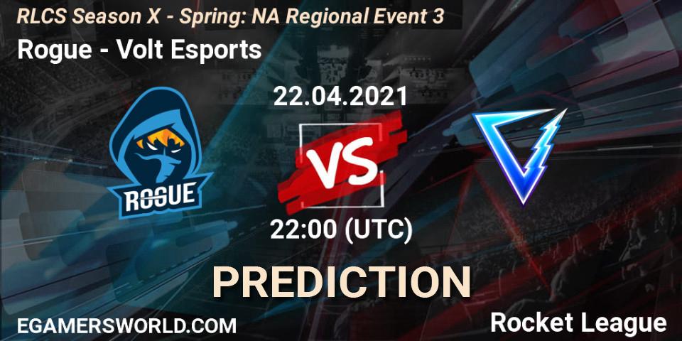 Prognose für das Spiel Rogue VS Volt Esports. 22.04.2021 at 22:00. Rocket League - RLCS Season X - Spring: NA Regional Event 3