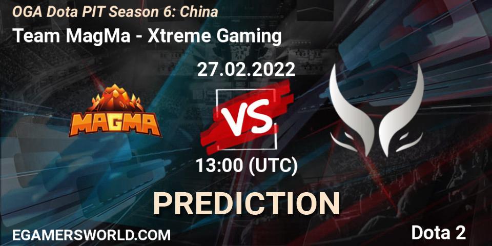 Prognose für das Spiel Team MagMa VS Xtreme Gaming. 27.02.2022 at 13:02. Dota 2 - OGA Dota PIT Season 6: China