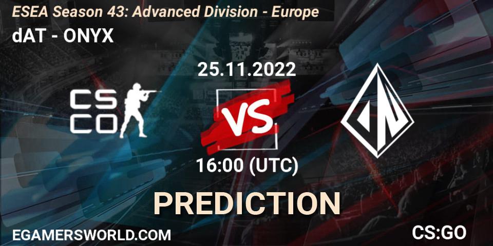 Prognose für das Spiel sickboyzz VS ONYX. 25.11.22. CS2 (CS:GO) - ESEA Season 43: Advanced Division - Europe