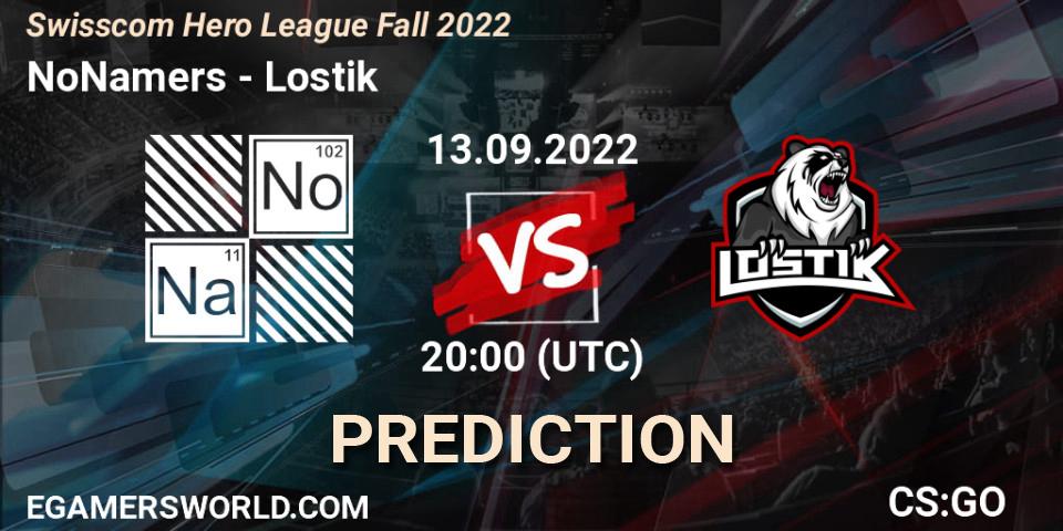 Prognose für das Spiel NoNamers VS Lostik. 13.09.2022 at 20:00. Counter-Strike (CS2) - Swisscom Hero League Fall 2022