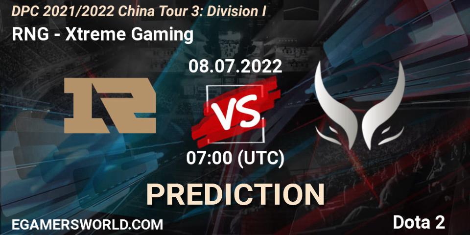 Prognose für das Spiel RNG VS Xtreme Gaming. 08.07.22. Dota 2 - DPC 2021/2022 China Tour 3: Division I