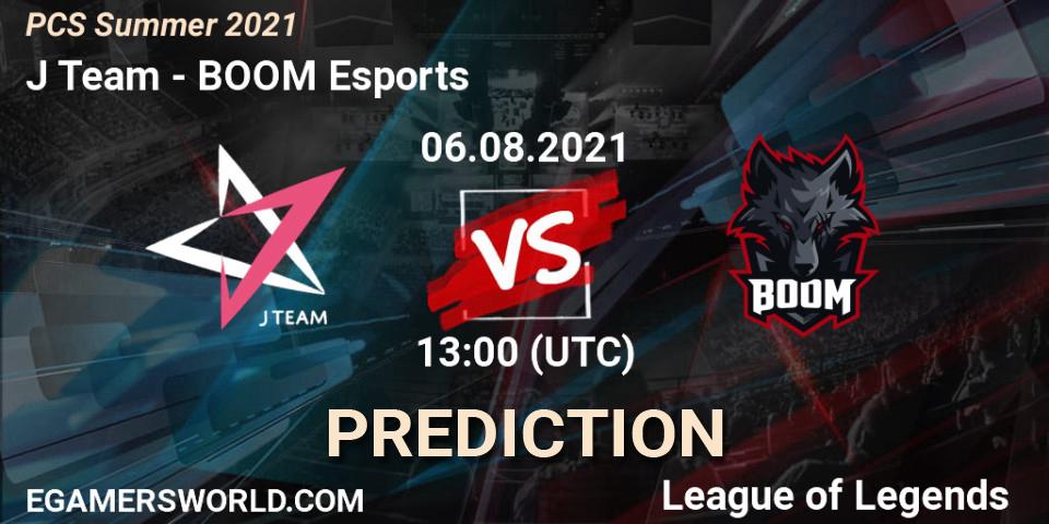Prognose für das Spiel J Team VS BOOM Esports. 07.08.21. LoL - PCS Summer 2021