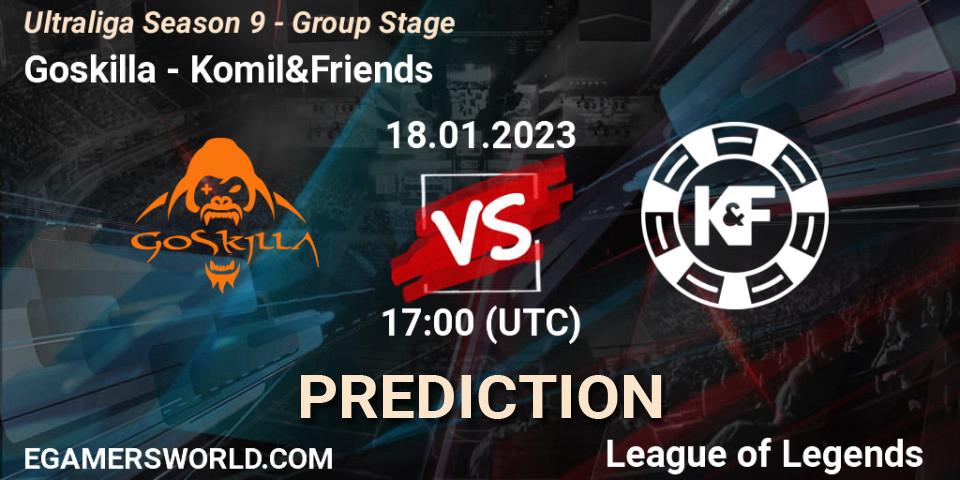 Prognose für das Spiel Goskilla VS Komil&Friends. 18.01.2023 at 17:00. LoL - Ultraliga Season 9 - Group Stage