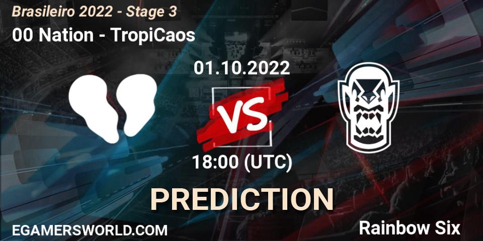 Prognose für das Spiel 00 Nation VS TropiCaos. 01.10.22. Rainbow Six - Brasileirão 2022 - Stage 3