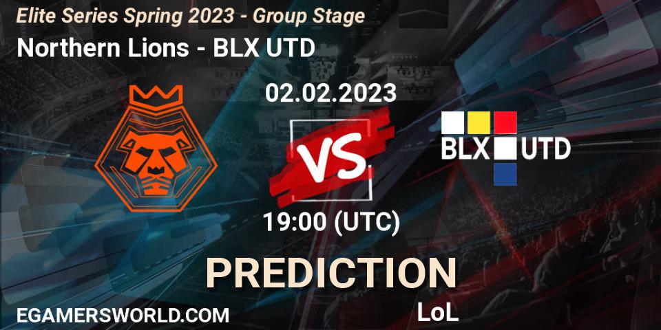 Prognose für das Spiel Northern Lions VS BLX UTD. 02.02.2023 at 19:00. LoL - Elite Series Spring 2023 - Group Stage