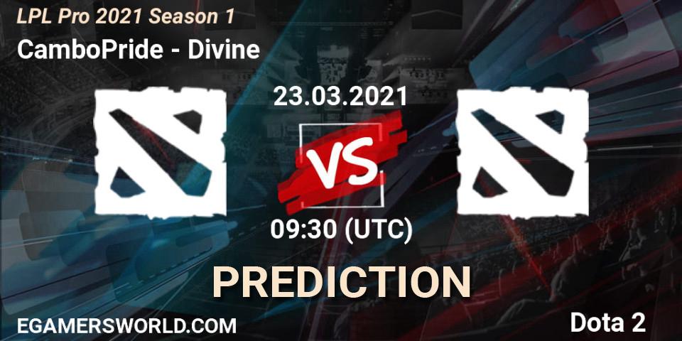 Prognose für das Spiel CamboPride VS Divine. 23.03.21. Dota 2 - LPL Pro 2021 Season 1