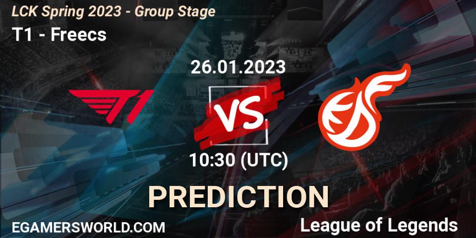 Prognose für das Spiel T1 VS Freecs. 26.01.23. LoL - LCK Spring 2023 - Group Stage