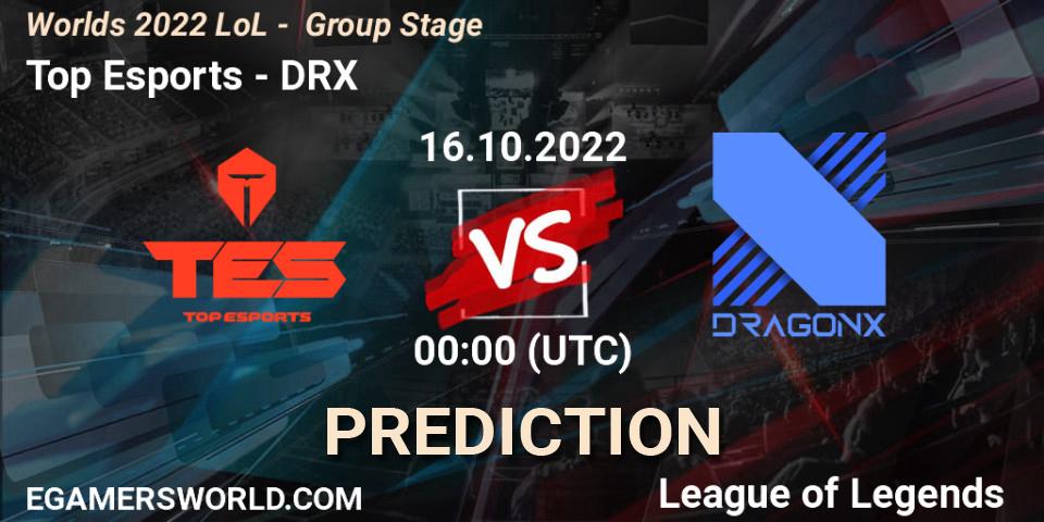 Prognose für das Spiel Top Esports VS DRX. 16.10.2022 at 00:00. LoL - Worlds 2022 LoL - Group Stage