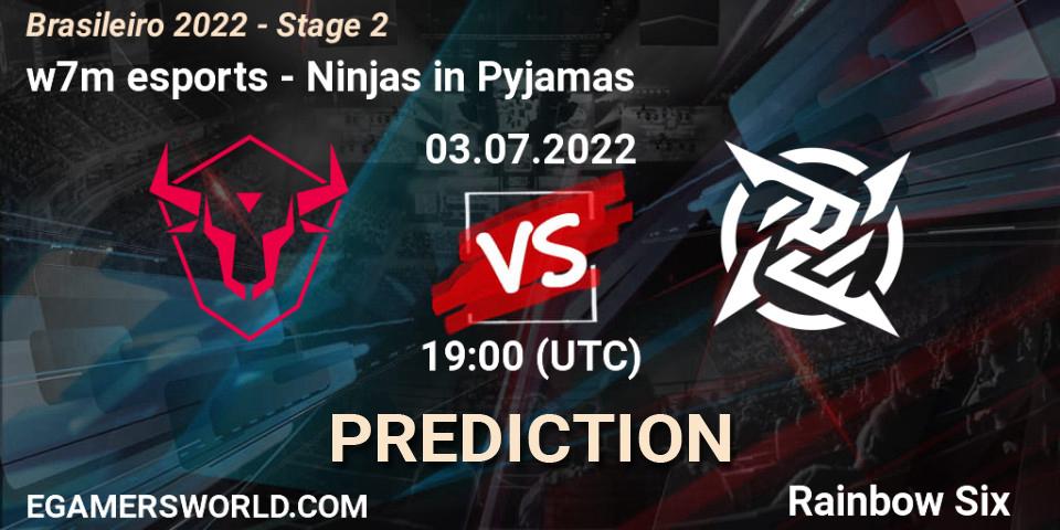 Prognose für das Spiel w7m esports VS Ninjas in Pyjamas. 03.07.22. Rainbow Six - Brasileirão 2022 - Stage 2