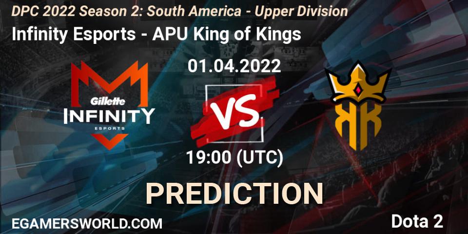 Prognose für das Spiel Infinity Esports VS APU King of Kings. 01.04.22. Dota 2 - DPC 2021/2022 Tour 2 (Season 2): SA Division I (Upper)