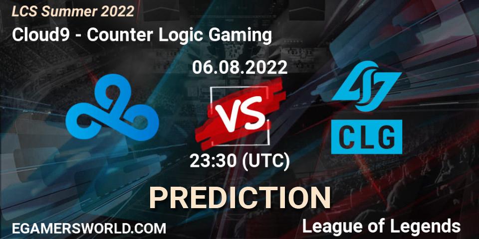 Prognose für das Spiel Cloud9 VS Counter Logic Gaming. 06.08.22. LoL - LCS Summer 2022