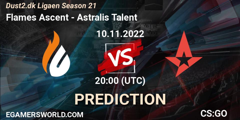Prognose für das Spiel Flames Ascent VS Astralis Talent. 10.11.22. CS2 (CS:GO) - Dust2.dk Ligaen Season 21