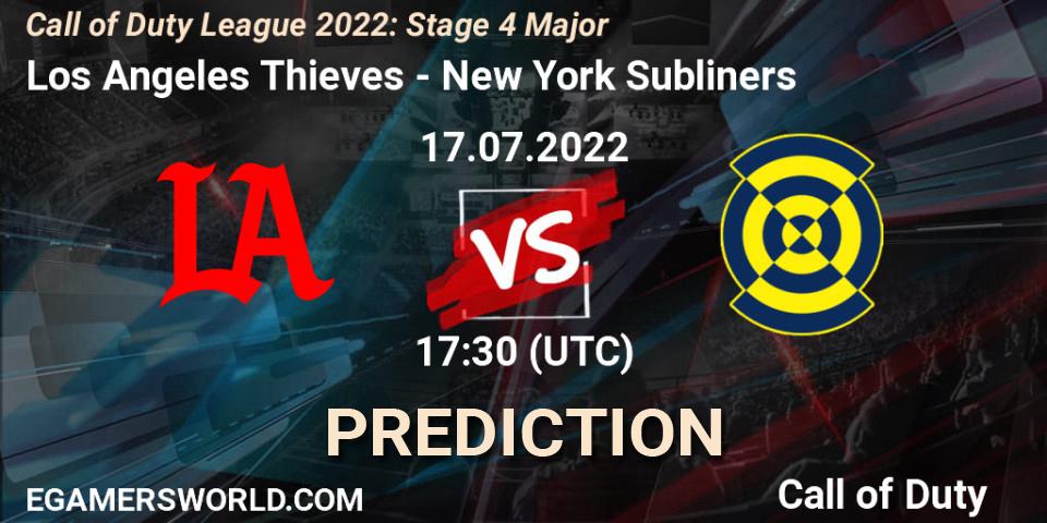 Prognose für das Spiel Los Angeles Thieves VS New York Subliners. 17.07.2022 at 17:30. Call of Duty - Call of Duty League 2022: Stage 4 Major
