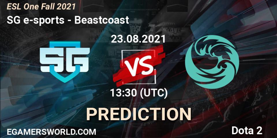 Prognose für das Spiel SG e-sports VS Beastcoast. 23.08.2021 at 13:28. Dota 2 - ESL One Fall 2021