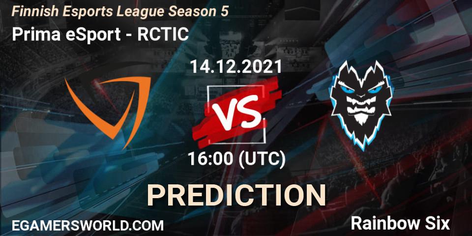 Prognose für das Spiel Prima eSport VS RCTIC. 14.12.2021 at 16:00. Rainbow Six - Finnish Esports League Season 5