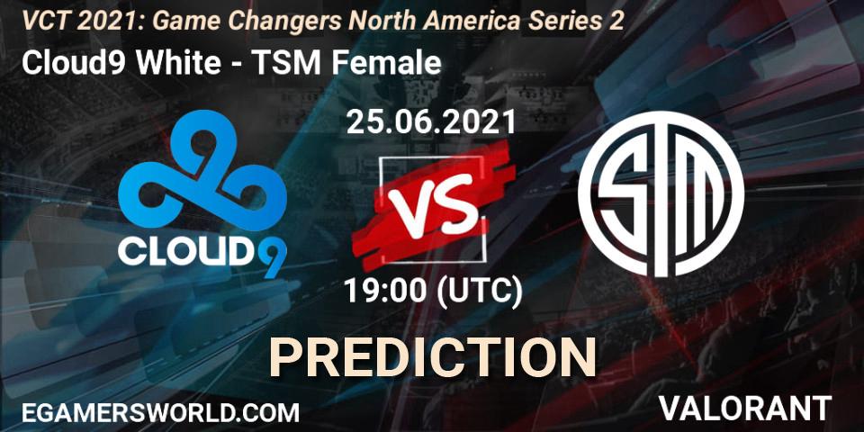 Prognose für das Spiel Cloud9 White VS TSM Female. 25.06.2021 at 19:00. VALORANT - VCT 2021: Game Changers North America Series 2
