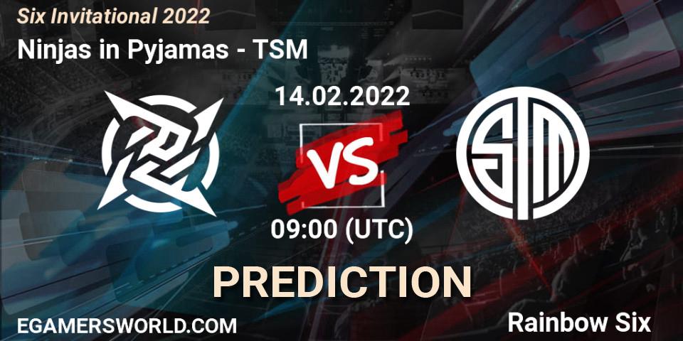 Prognose für das Spiel Ninjas in Pyjamas VS TSM. 14.02.2022 at 09:00. Rainbow Six - Six Invitational 2022