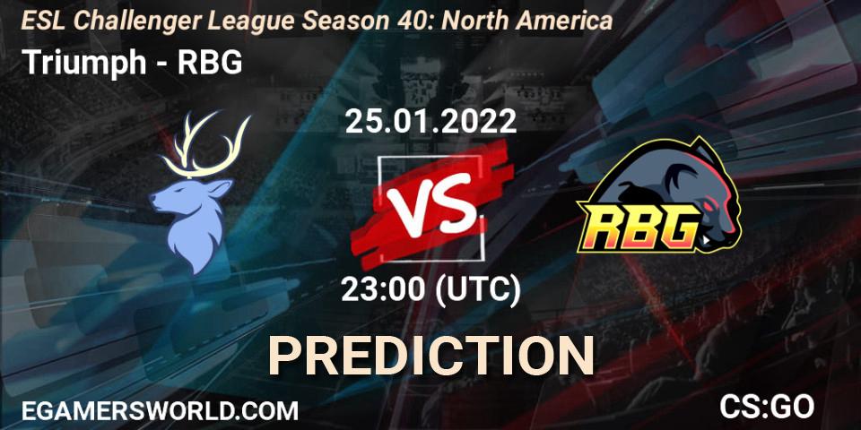 Prognose für das Spiel Triumph VS RBG. 26.01.22. CS2 (CS:GO) - ESL Challenger League Season 40: North America