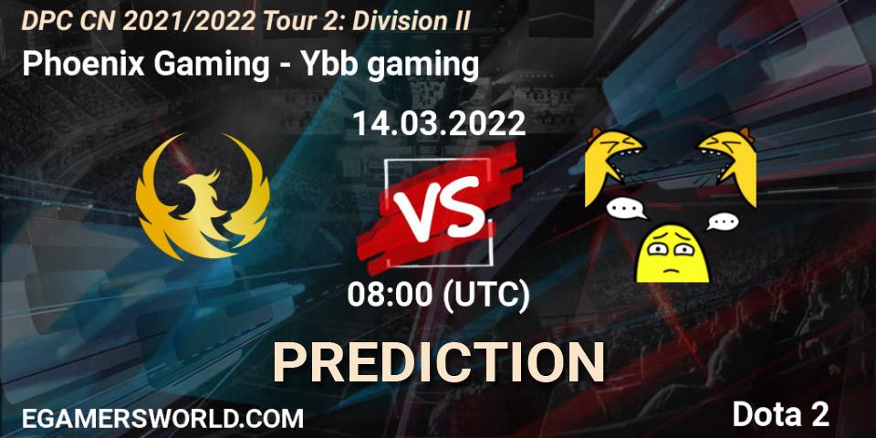 Prognose für das Spiel Phoenix Gaming VS Ybb gaming. 14.03.2022 at 07:17. Dota 2 - DPC 2021/2022 Tour 2: CN Division II (Lower)