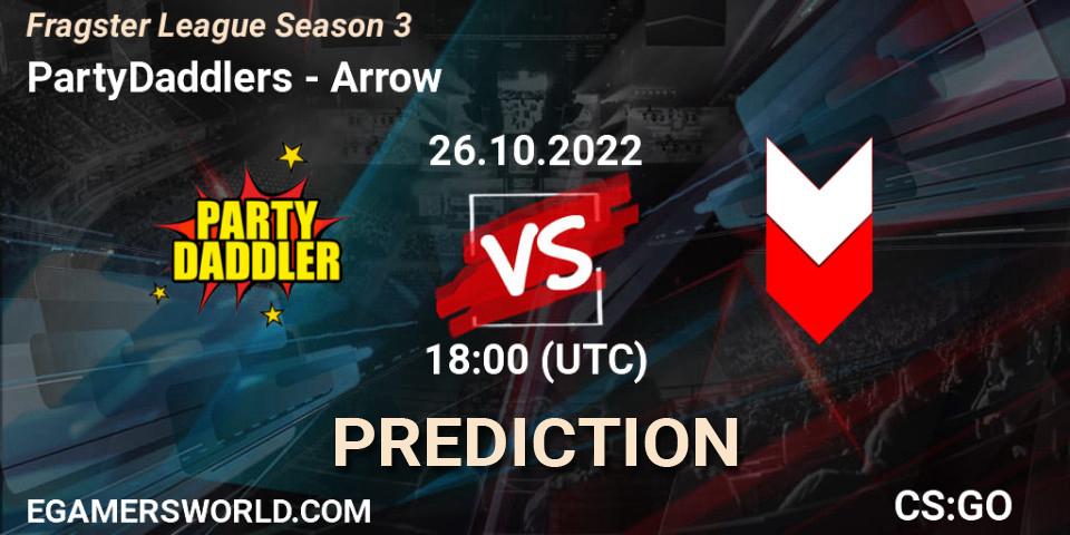 Prognose für das Spiel PartyDaddlers VS Arrow. 26.10.2022 at 18:00. Counter-Strike (CS2) - Fragster League Season 3