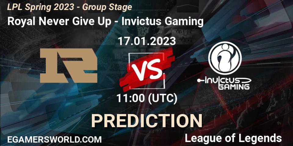 Prognose für das Spiel Royal Never Give Up VS Invictus Gaming. 17.01.23. LoL - LPL Spring 2023 - Group Stage
