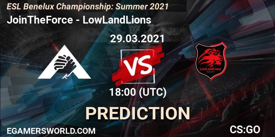 Prognose für das Spiel JoinTheForce VS LowLandLions. 29.03.2021 at 18:00. Counter-Strike (CS2) - ESL Benelux Championship: Summer 2021