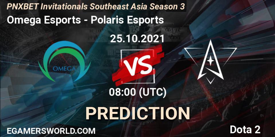 Prognose für das Spiel Omega Esports VS Polaris Esports. 25.10.2021 at 08:08. Dota 2 - PNXBET Invitationals Southeast Asia Season 3