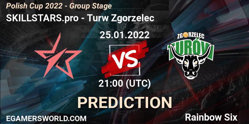Prognose für das Spiel SKILLSTARS.pro VS Turów Zgorzelec. 25.01.2022 at 21:00. Rainbow Six - Polish Cup 2022 - Group Stage