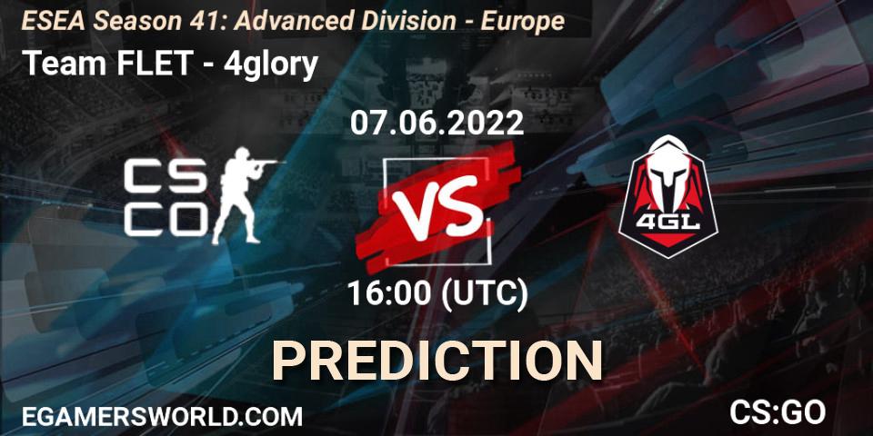 Prognose für das Spiel Team FLET VS 4glory. 07.06.2022 at 16:00. Counter-Strike (CS2) - ESEA Season 41: Advanced Division - Europe