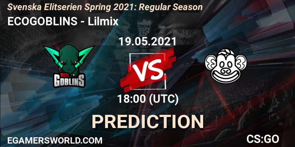 Prognose für das Spiel ECOGOBLINS VS Lilmix. 19.05.2021 at 18:00. Counter-Strike (CS2) - Svenska Elitserien Spring 2021: Regular Season