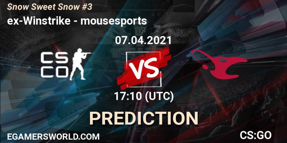 Prognose für das Spiel ex-Winstrike VS mousesports. 07.04.21. CS2 (CS:GO) - Snow Sweet Snow #3