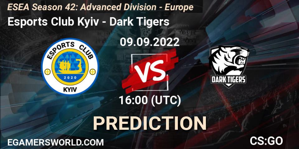 Prognose für das Spiel Esports Club Kyiv VS Dark Tigers. 09.09.2022 at 16:00. Counter-Strike (CS2) - ESEA Season 42: Advanced Division - Europe