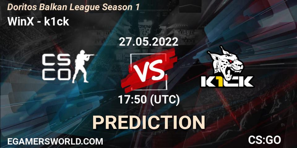 Prognose für das Spiel WinX VS k1ck. 27.05.22. CS2 (CS:GO) - Doritos Balkan League Season 1