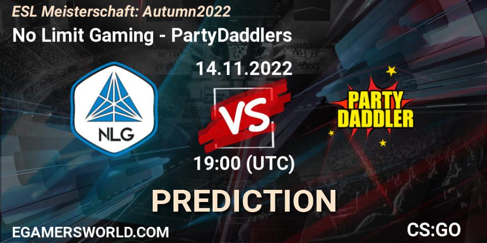 Prognose für das Spiel No Limit Gaming VS PartyDaddlers. 17.11.22. CS2 (CS:GO) - ESL Meisterschaft: Autumn 2022