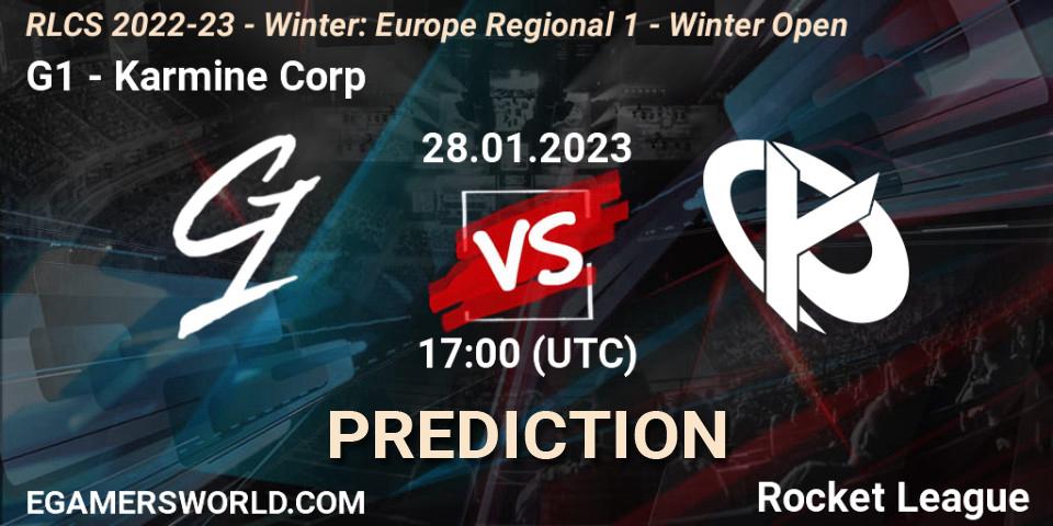 Prognose für das Spiel G1 VS Karmine Corp. 28.01.23. Rocket League - RLCS 2022-23 - Winter: Europe Regional 1 - Winter Open