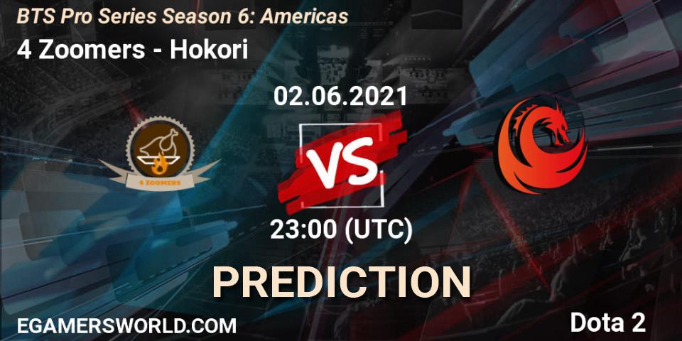 Prognose für das Spiel 4 Zoomers VS Hokori. 02.06.2021 at 22:33. Dota 2 - BTS Pro Series Season 6: Americas