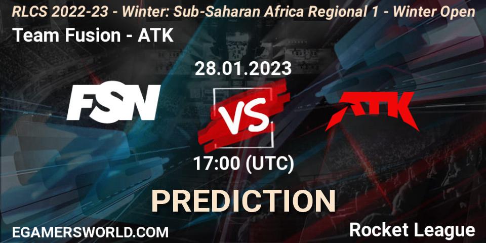 Prognose für das Spiel Team Fusion VS ATK. 28.01.23. Rocket League - RLCS 2022-23 - Winter: Sub-Saharan Africa Regional 1 - Winter Open
