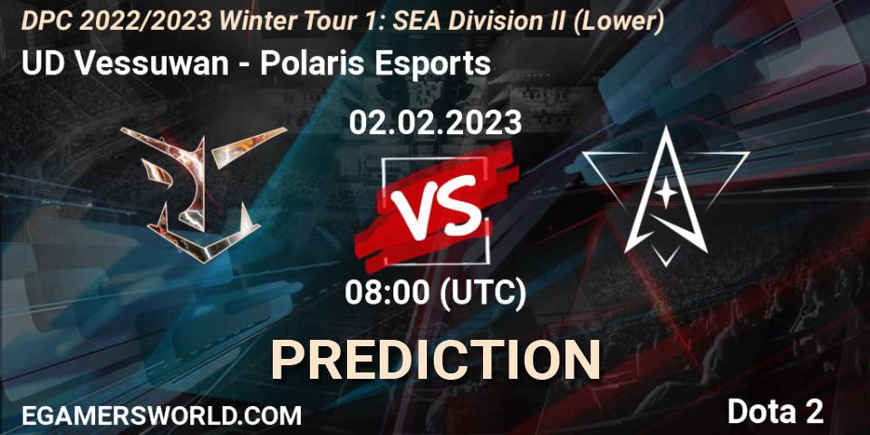 Prognose für das Spiel UD Vessuwan VS Polaris Esports. 03.02.23. Dota 2 - DPC 2022/2023 Winter Tour 1: SEA Division II (Lower)