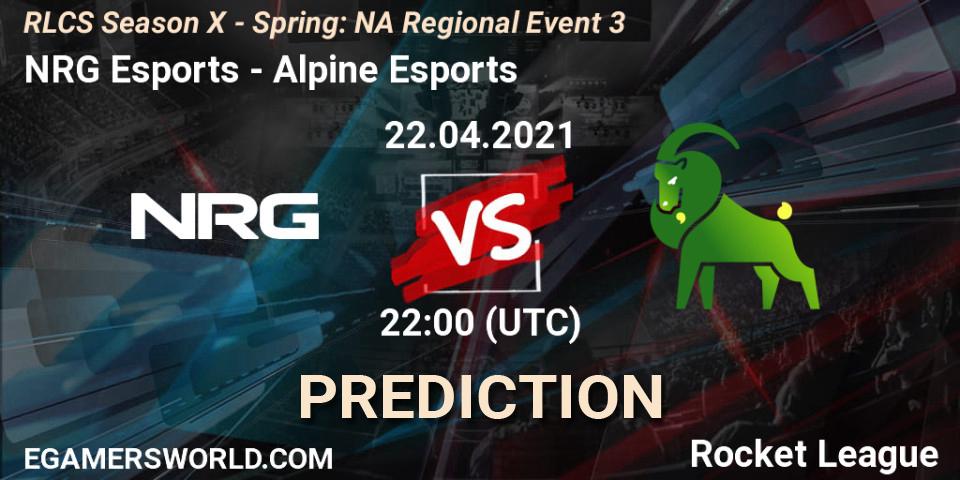 Prognose für das Spiel NRG Esports VS Alpine Esports. 22.04.21. Rocket League - RLCS Season X - Spring: NA Regional Event 3