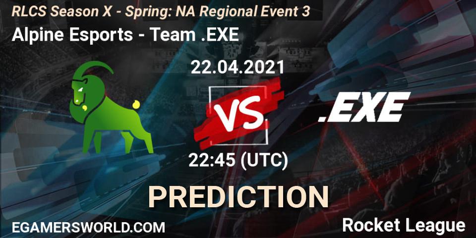 Prognose für das Spiel Alpine Esports VS Team.EXE. 22.04.21. Rocket League - RLCS Season X - Spring: NA Regional Event 3