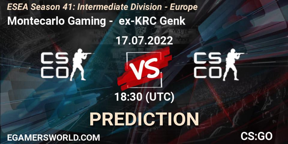 Prognose für das Spiel Montecarlo Gaming VS ex-KRC Genk. 17.07.2022 at 17:00. Counter-Strike (CS2) - ESEA Season 41: Intermediate Division - Europe