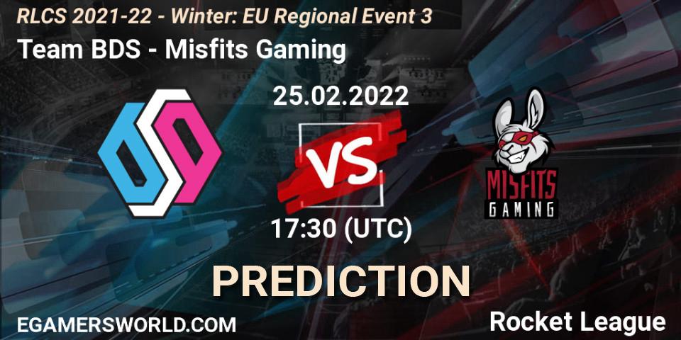 Prognose für das Spiel Team BDS VS Misfits Gaming. 25.02.2022 at 17:30. Rocket League - RLCS 2021-22 - Winter: EU Regional Event 3