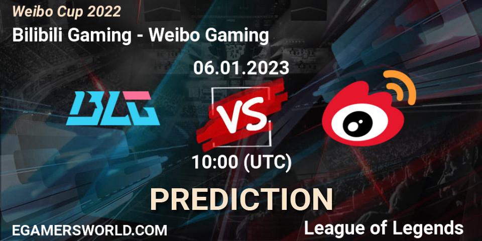 Prognose für das Spiel Bilibili Gaming VS Weibo Gaming. 06.01.23. LoL - Weibo Cup 2022