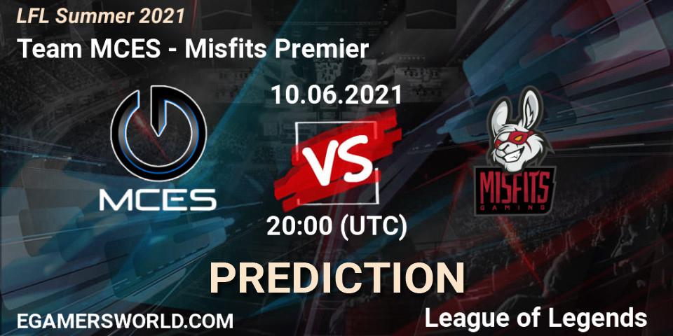 Prognose für das Spiel Team MCES VS Misfits Premier. 10.06.2021 at 20:00. LoL - LFL Summer 2021