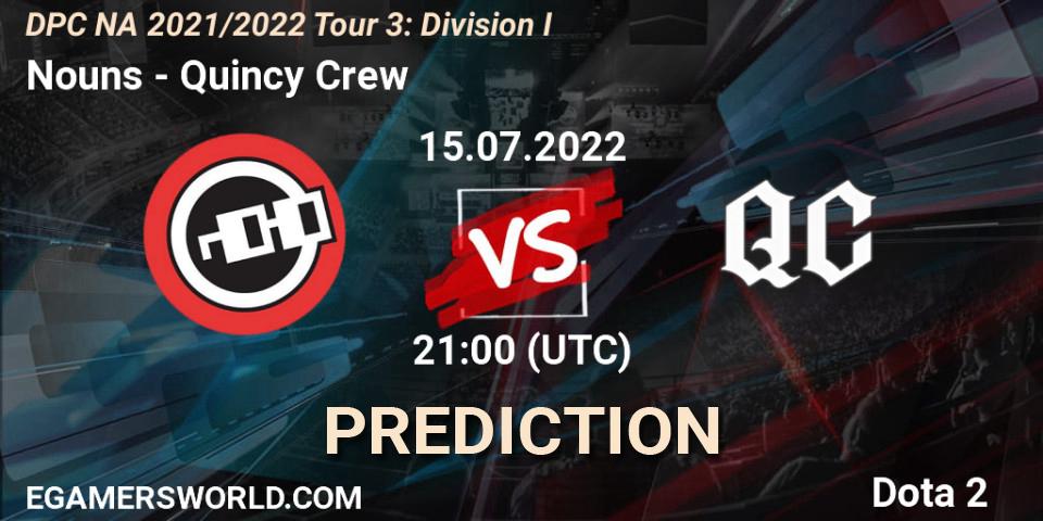Prognose für das Spiel Nouns VS Quincy Crew. 15.07.22. Dota 2 - DPC NA 2021/2022 Tour 3: Division I