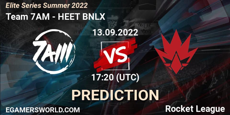 Prognose für das Spiel Team 7AM VS HEET BNLX. 13.09.2022 at 19:00. Rocket League - Elite Series Summer 2022